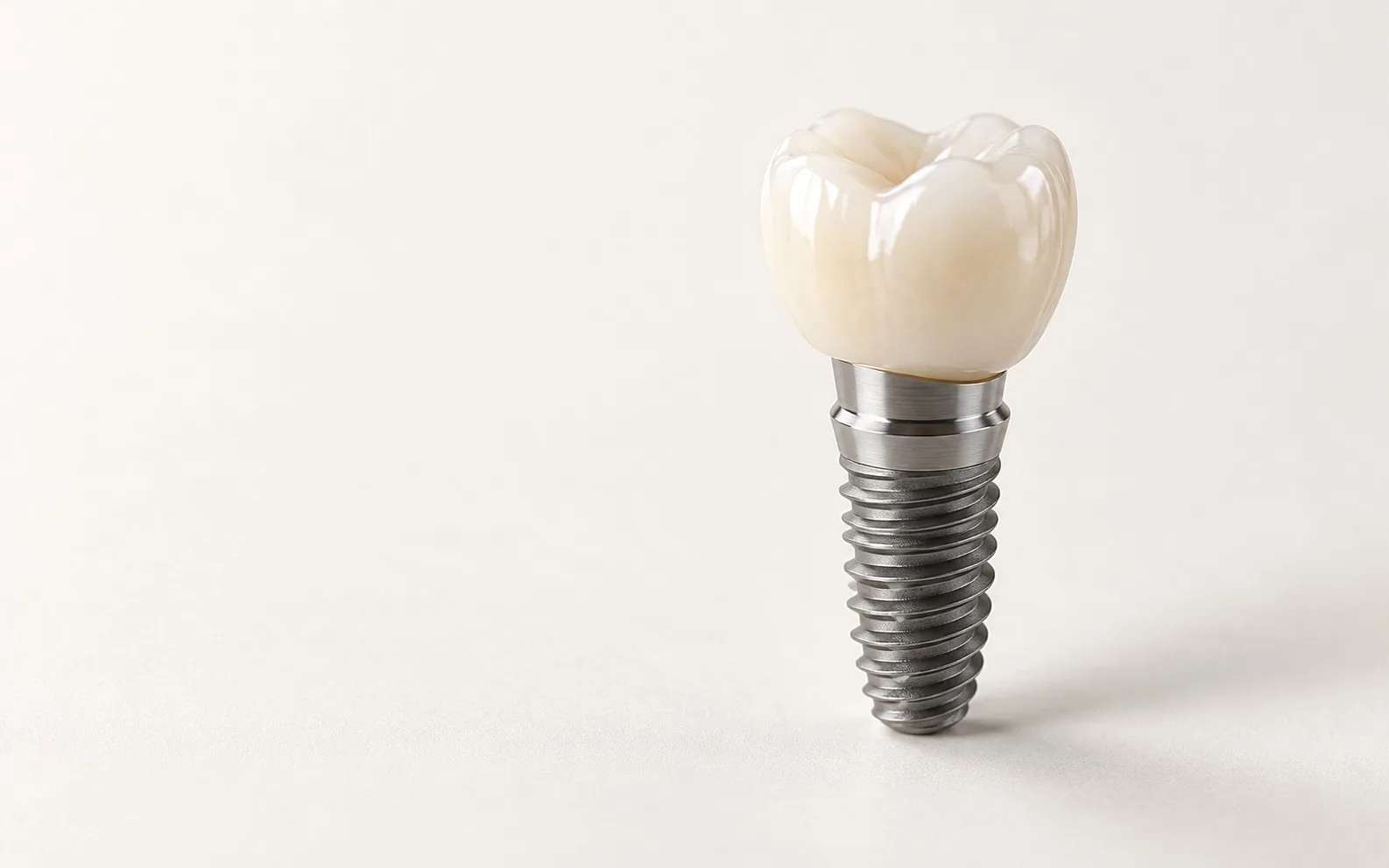 A dental implant: a titanium post with a crown on top